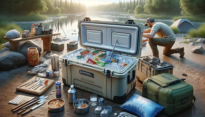 Keep Food Cold While Camping - Process of preparing a cooler for camping