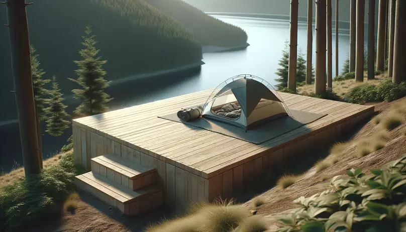 Build a Platform for a Tent - A Platform with a tent overlooking a lake
