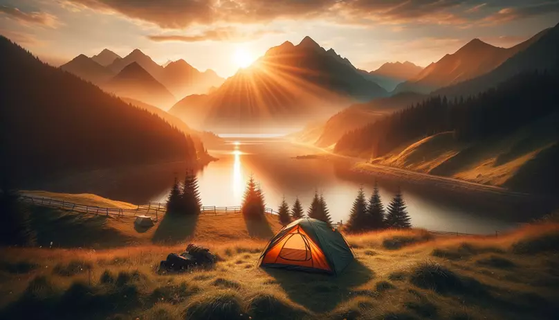 Live in a Tent For a Long Term - A tent near water with mountains in the background during sunset